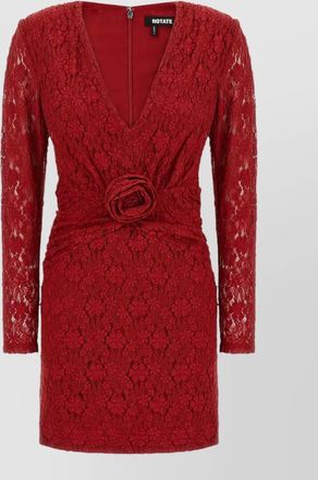 Rotate floral lace v-neck long-sleeve mini dress