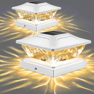 OEM Luces Solares Para Exteriores Con Poste: Paquete De 8 Luces Solares Led De Alta Intensidad Y Doble Modo, Aptas Para Postes De Madera De 3,5x3,5, 4x4, 