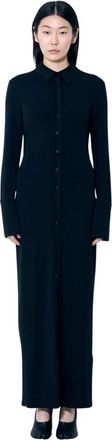Sportmax Crepe Jersey Overhemdjurk Maxi Jurk - Dames - Maxi kleedjes - Zwart - M - Kleedjes