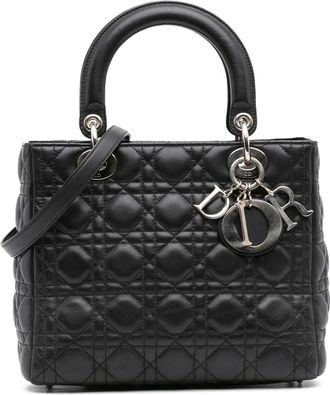 Dior Borsa a tracolla Lady Dior media in pelle di agnello con motivo Cannage 2011 - Nero