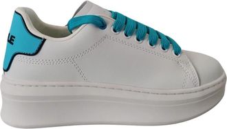 Ga&euml;lle Paris Witte leren sneakers met groene hiel - Dames - Sneakers - Wit - 36 EU - Leer - Schoenen