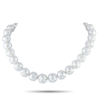Luxury Bazaar 18K White Gold 3.0 ct Diamond and Pearls Necklace MF23-012326