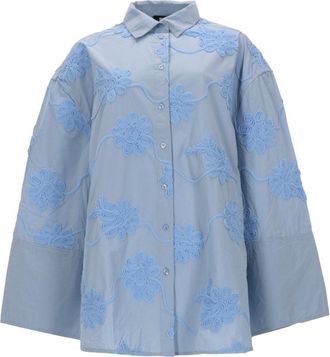 Rotate Oversized Floral Embroidered Light Shirt