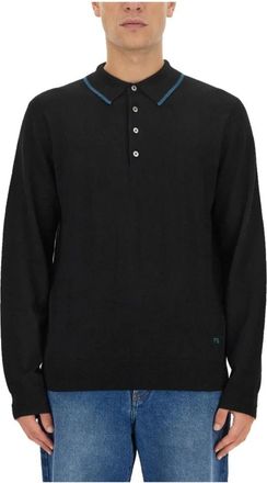 Paul Smith Gebreid Poloshirt met Lange Mouwen - Heren - Ronde hals truien - Zwart - 2XL - Truien & Vesten