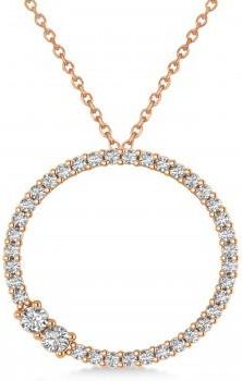 Allurez Diamond Locked Circle of Life Pendant Necklace 14k Rose Gold (0.46ct)