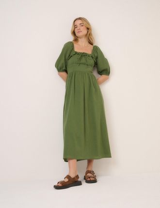 Nobody's Child Green Puff Sleeve Annie Midi Dress