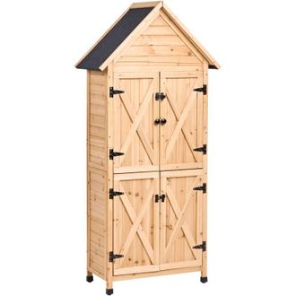 Beliani Cobertizo Para Herramientas De Jard&iacute;n Exterior Resistente A Los Rayos Uv Y Agua Construcci&oacute;n Estable De Madera De Abeto Natural Seniga