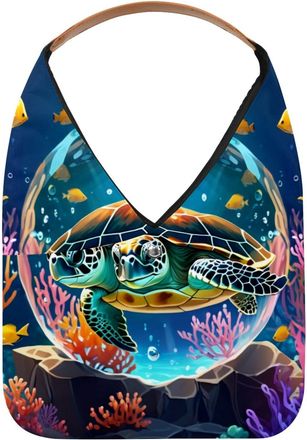 Generic Turtle Crystal Ball Reusable Lightweight Grocery Bags - Foldable Into Compact Pouch, Washable & Sturdy, Multipurpose for Shopping and Travel