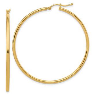 Diamond2Deal 14K Yellow Gold Polished 2mm Hoop Earrings