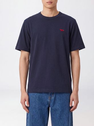 Maison Kitsun&eacute; Crewneck Cotton T-shirt with Contrast Chest Logo