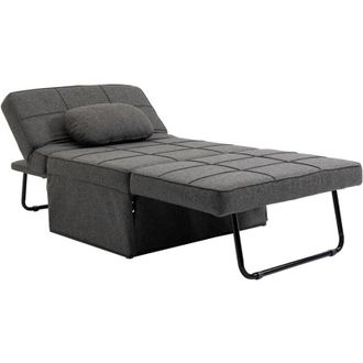 HOMCOM Poltrona Futon 3 in 1 con Schienale Regolabile e Cuscino Grigio - Homcom