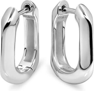 Devata Beveled Hoop Earrings in Rhodium Plated Sterling Silver at Nordstrom