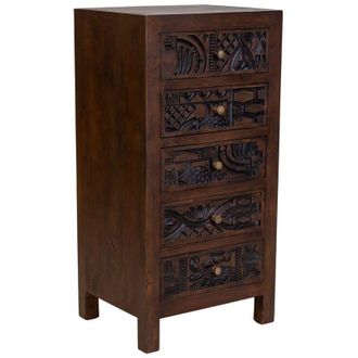 Wanderlust Deco Sinfonier De Madera Tallado Artesanal Marr&oacute;n 45x40x100h Cm