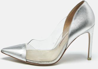 Sophia Webster Silver/pink Leather And Pvc Daria Pointed Toe Pumps