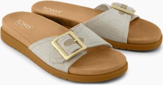 Toms Womens TOMS Marin Slide Textile Womens Natural Sandals - White - Size: 5