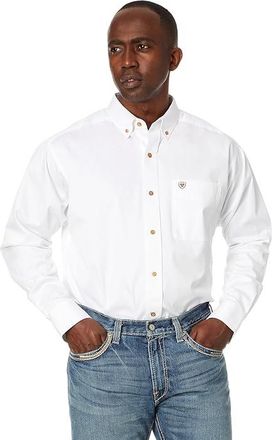 Ariat Solid Twill Shirt Mens Long Sleeve Button Up White : 2XL, Cotton
