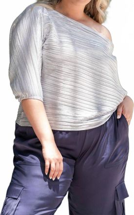 Never Fully Dressed Silver Plisse Tilly Top - Plus Size