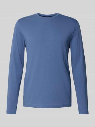 Christian Berg Longsleeve mit geripptem Rundhalsausschnitt in Jeansblau, Gr&ouml;&szlig;e L