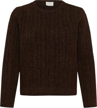 Kaffe Gebreide trui met ronde hals - Dames - Truien - Bruin - Maat: XL