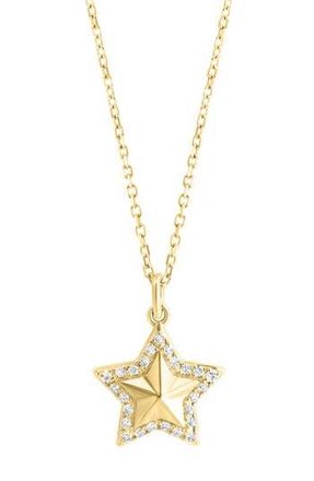 Effy 14K Yellow Gold Diamond Halo Star Pendant Necklace - 0.08ct. at Nordstrom Rack