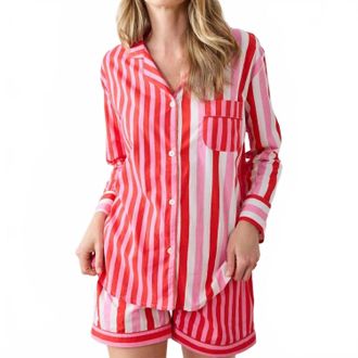 Printfresh Long Sleeve Top & Shorts Set In Red