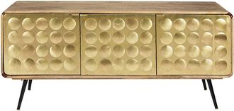 Maisons du monde Aparador con 3 puertas de mango macizo y acero con efecto dorado 174 cm