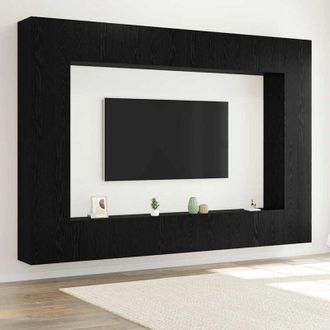vidaXL Vidaxl - Conjunto De Mueble De Tv 8 Pcs Roble Negro 100 X 30 X 30 Cm
