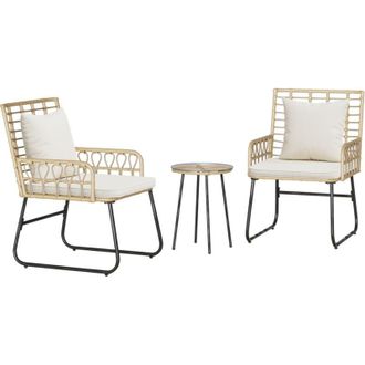vidaXL Garden Dining Set 3 pcs Brown, Black, Cream Poly rattan, steel Vidaxl