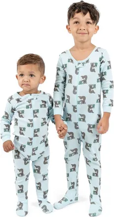 Leveret Footed Cotton Pajamas Matching Family Coordinated Prints in Blue Koala at Nordstrom, Size 6-12M