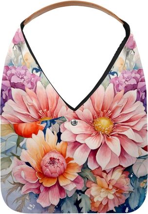 Generic Watercolor flowers (1) Reusable Lightweight Grocery Bags - Foldable Into Compact Pouch, Washable & Sturdy, Multipurpose for Shopping and Travel