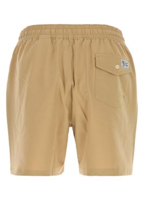 Polo Ralph Lauren Mens Beige Stretch Polyester Swimming Shorts Vintagekhaki Bermuda