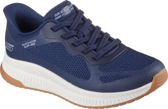 Skechers Slip-On Sneaker SKECHERS BOBS SQUAD 4, Damen, Gr. 35, blau (navy), Mesh, Synthetik, Schuhe Slip-On Sneaker, Slipper, Freizeitschuh, Halbschuh mit Memo