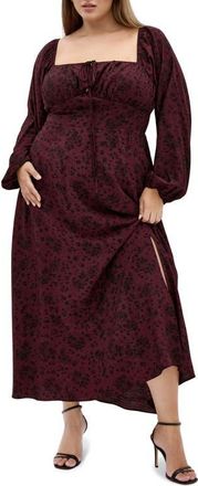 City Chic Abbigail Long Sleeve Floral Print Dress in Cherry Ditsy at Nordstrom, Size Xl