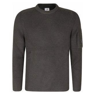 C.P. Company C.p. Company - Full Rib Cotton Crewneck Lens Sweater - Heren - Truien - Bruin - Maat: XL Katoen
