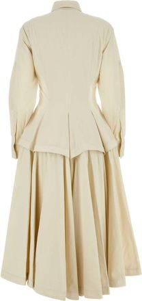 Bottega Veneta Womens Sand Cotton Blend Shirt Dress - Ivory - Size EU 38 (Womens)