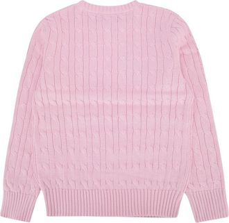 Polo Ralph Lauren Boys Cable-Knit Crewneck Sweater Pink Cotton
