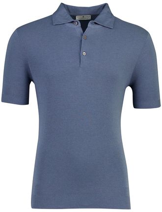 Thomas Maine Korte mouw polo Thomas Maine blauw met boord