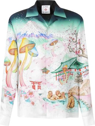 Casablanca Camicia in seta con stampa - Bianco