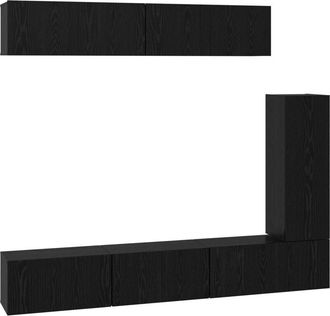 vidaXL Vidaxl - Conjunto de mueble de tv 6 pcs Roble negro 30.5 x 30 x 90 cm