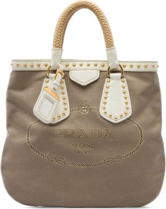 Prada Pre-owned Prada Studded Canvas Canapa Logo Rope Handle Bag Ladies 7Z0EB7JCSMRPI9UH