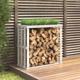 vidaXL Vidaxl - Soporte Para Le&ntilde;a De Exterior Madera Pino Blanco 108x52x106 Cm
