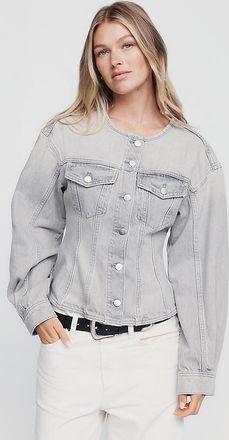 Pilcro 100% Cotton Collarless Peplum Jacket