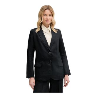 Benetton Blazer van puur linnen - Dames - Blazers - Zwart - M - Linnen - Jassen
