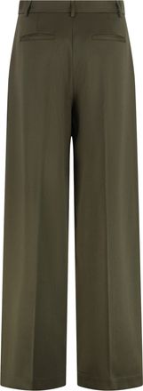 Darkpark Womens Trousers Chicago High-Waist Olive Wool Wide-Leg