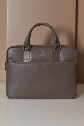 D'Arienzo Borsa Ventiquattrore in pelle di vitello color fango saffiano tasca zip DArienzo, Seleziona Taglia Unica, Colore Fango