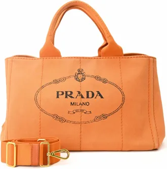 Prada Orange Canvas Handbag Shoulder Bag Tote Bag (Pre-Owned)