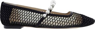 Jimmy Choo London Womens Ade Flat Black/Black Ballerina Flats, Brand Size 34.5 ( US Size 4.5 )