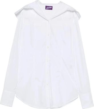 Jean Paul Gaultier Hooded Button-Up Shirt - Dames - Overhemden - Wit - XS - Katoen - Overhemden