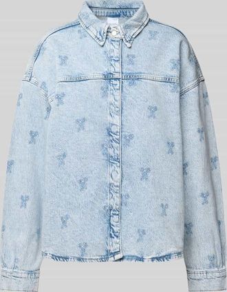 Vero Moda Boxy Fit Jeansbluse mit Motiv-Stitching Modell HAYDEN in Jeansblau, Größe L