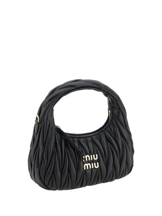 Miu Miu Womens Hobo Handbag Black Calf Leather Handbags Hand Bags